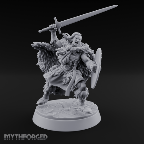 Sword and Board Northman Fighter Miniature for Dungeons and Dragons, Pathfinder or other TTRPGs