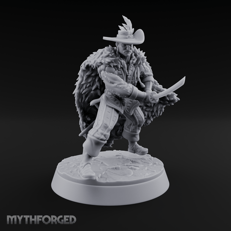 Feathered And Fierce Human Swashbuckler Miniature for Dungeons and Dragons, Pathfinder or other TTRPGs