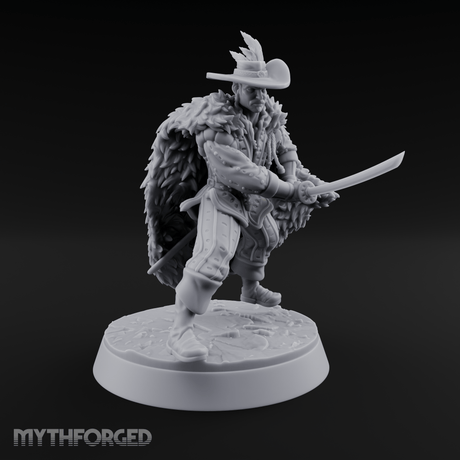 Feathered And Fierce Human Swashbuckler Miniature for Dungeons and Dragons, Pathfinder or other TTRPGs