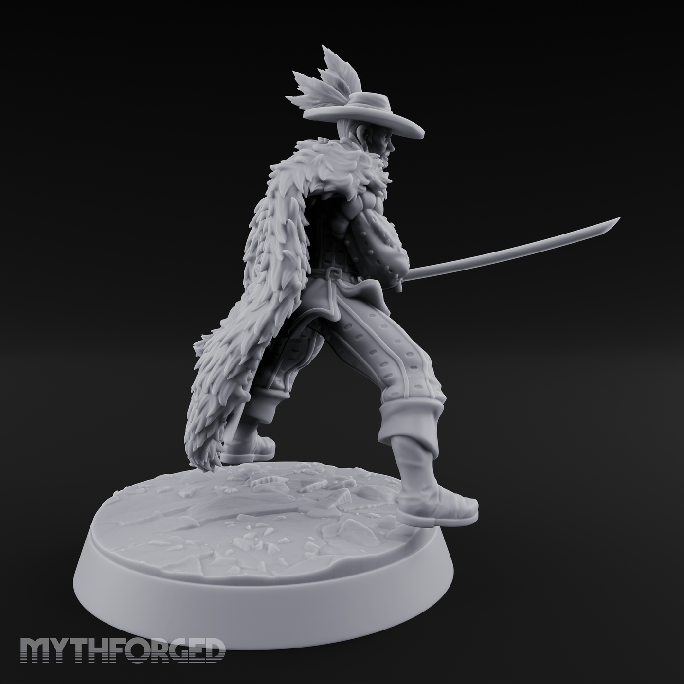Feathered And Fierce Human Swashbuckler Miniature for Dungeons and Dragons, Pathfinder or other TTRPGs