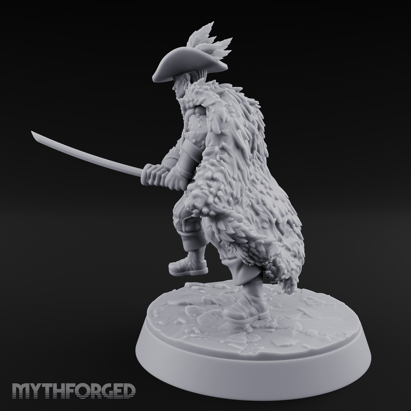 Feathered And Fierce Human Swashbuckler Miniature for Dungeons and Dragons, Pathfinder or other TTRPGs