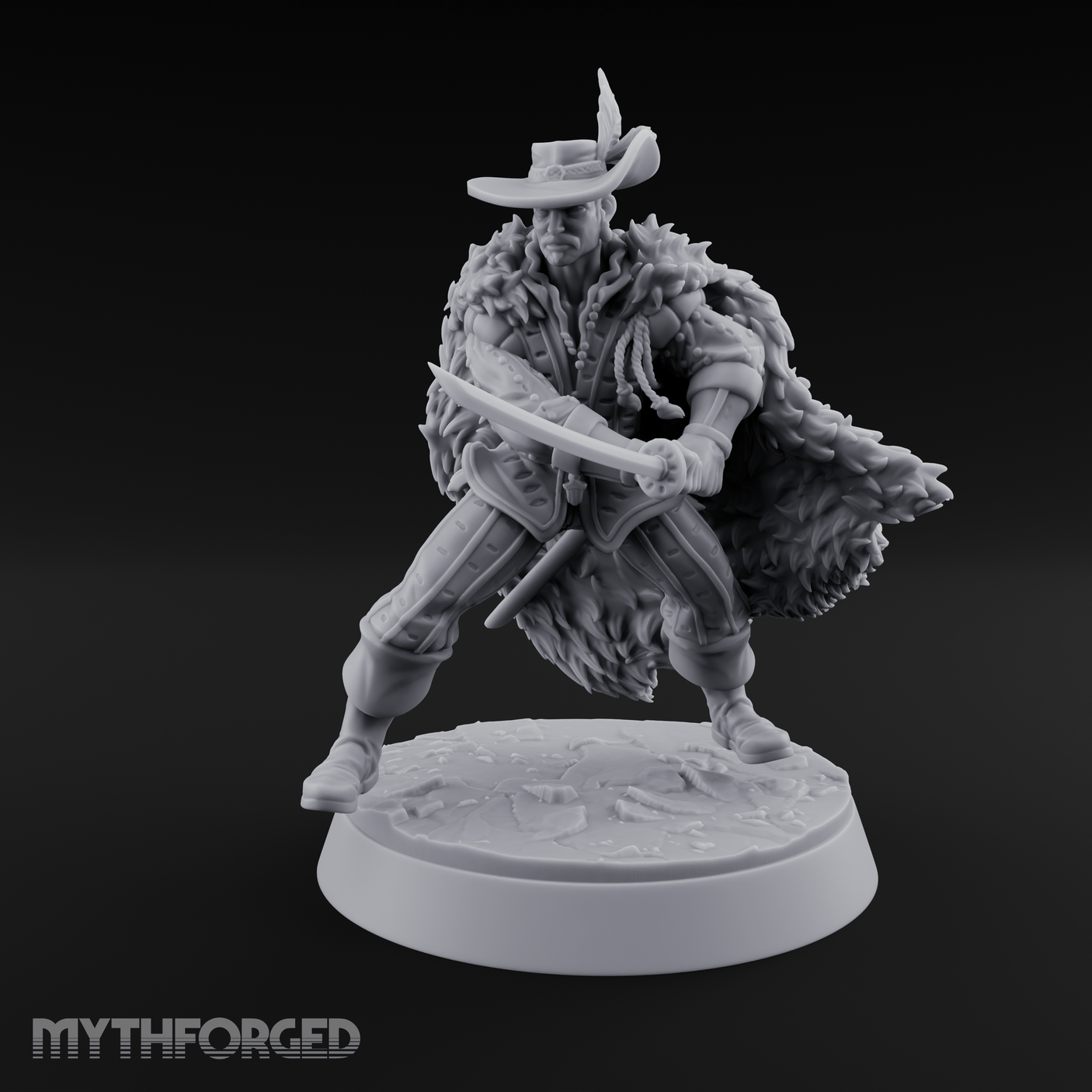 Feathered And Fierce Human Swashbuckler Miniature for Dungeons and Dragons, Pathfinder or other TTRPGs