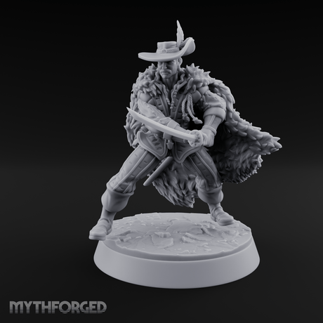 Feathered And Fierce Human Swashbuckler Miniature for Dungeons and Dragons, Pathfinder or other TTRPGs