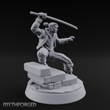 Balanced On Stone Human Swordmaster Miniature for Dungeons and Dragons, Pathfinder or other TTRPGs
