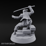 Balanced On Stone Human Swordmaster Miniature for Dungeons and Dragons, Pathfinder or other TTRPGs