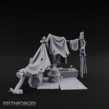 Hole-Riddled Rope-Lashed Wilderness Bivouac Camp Miniature for Dungeons and Dragons, Pathfinder or other TTRPGs