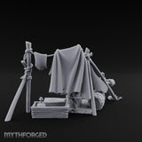 Hole-Riddled Rope-Lashed Wilderness Bivouac Camp Miniature for Dungeons and Dragons, Pathfinder or other TTRPGs