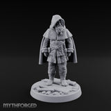 Hood-Pulled Braid-Bearded Village Elder Miniature for Dungeons and Dragons, Pathfinder or other TTRPGs