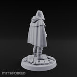 Hood-Pulled Braid-Bearded Village Elder Miniature for Dungeons and Dragons, Pathfinder or other TTRPGs