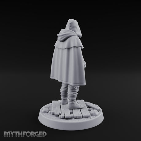 Hood-Pulled Braid-Bearded Village Elder Miniature for Dungeons and Dragons, Pathfinder or other TTRPGs