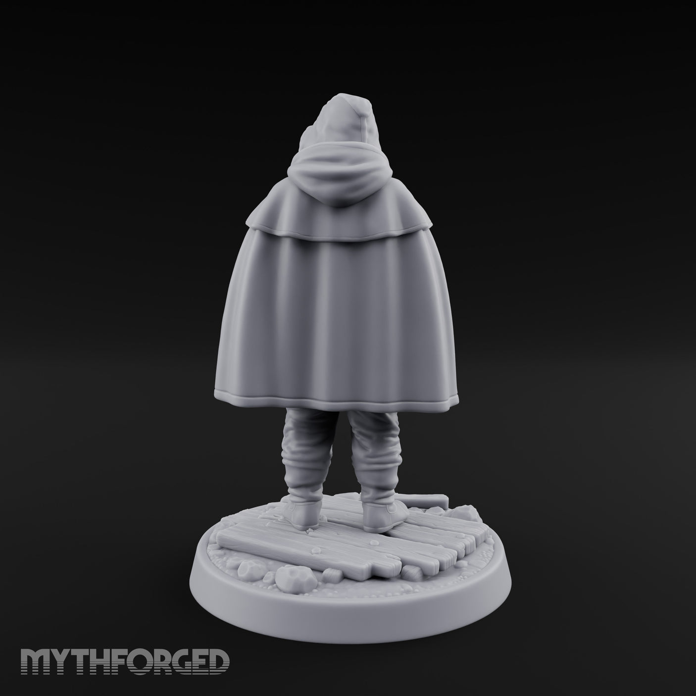 Hood-Pulled Braid-Bearded Village Elder Miniature for Dungeons and Dragons, Pathfinder or other TTRPGs