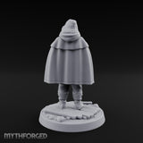 Hood-Pulled Braid-Bearded Village Elder Miniature for Dungeons and Dragons, Pathfinder or other TTRPGs