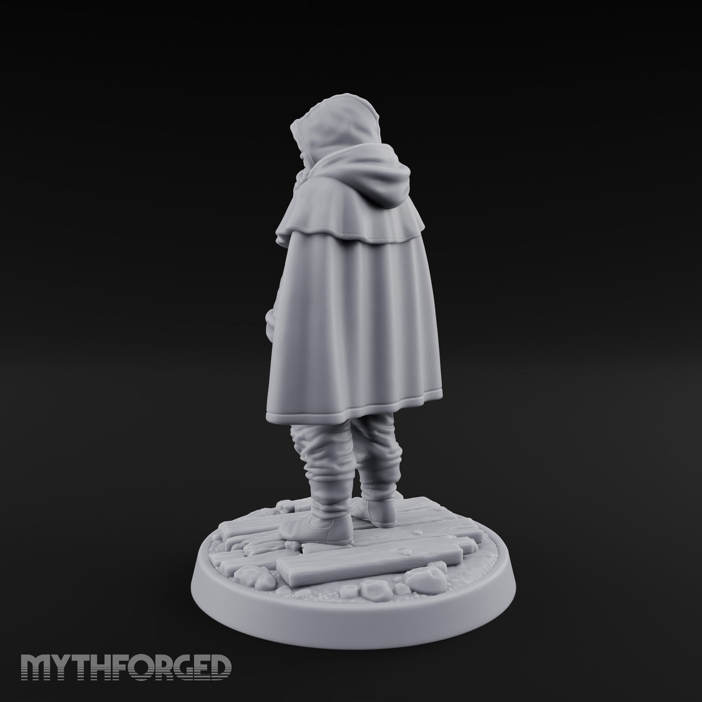 Hood-Pulled Braid-Bearded Village Elder Miniature for Dungeons and Dragons, Pathfinder or other TTRPGs