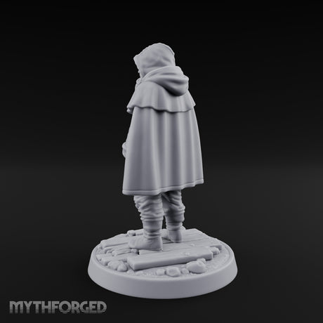 Hood-Pulled Braid-Bearded Village Elder Miniature for Dungeons and Dragons, Pathfinder or other TTRPGs