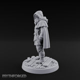 Hood-Pulled Braid-Bearded Village Elder Miniature for Dungeons and Dragons, Pathfinder or other TTRPGs