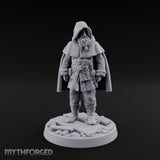Hood-Pulled Braid-Bearded Village Elder Miniature for Dungeons and Dragons, Pathfinder or other TTRPGs