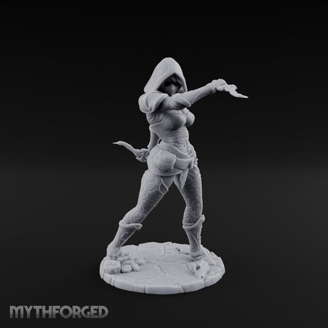Hood Up Claws Striking Human Assassin Miniature for Dungeons and Dragons, Pathfinder or other TTRPGs