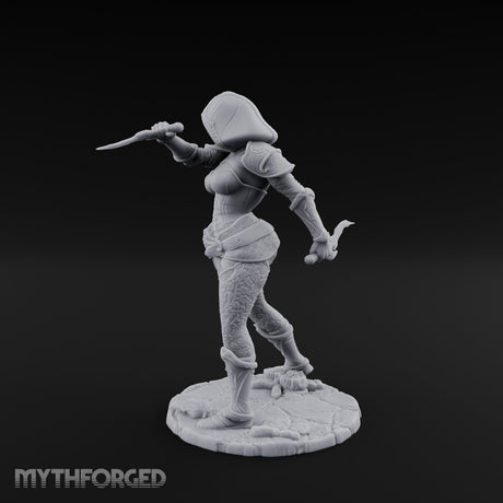 Hood Up Claws Striking Human Assassin Miniature for Dungeons and Dragons, Pathfinder or other TTRPGs