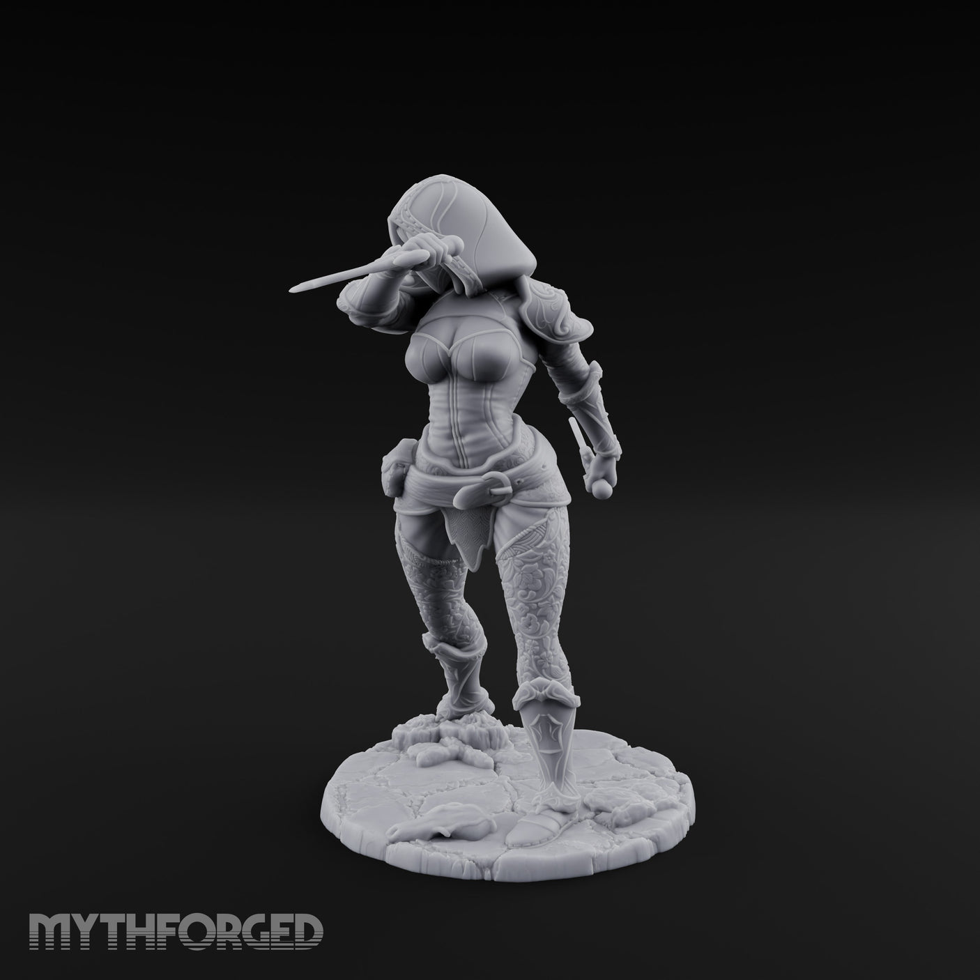 Hood Up Claws Striking Human Assassin Miniature for Dungeons and Dragons, Pathfinder or other TTRPGs