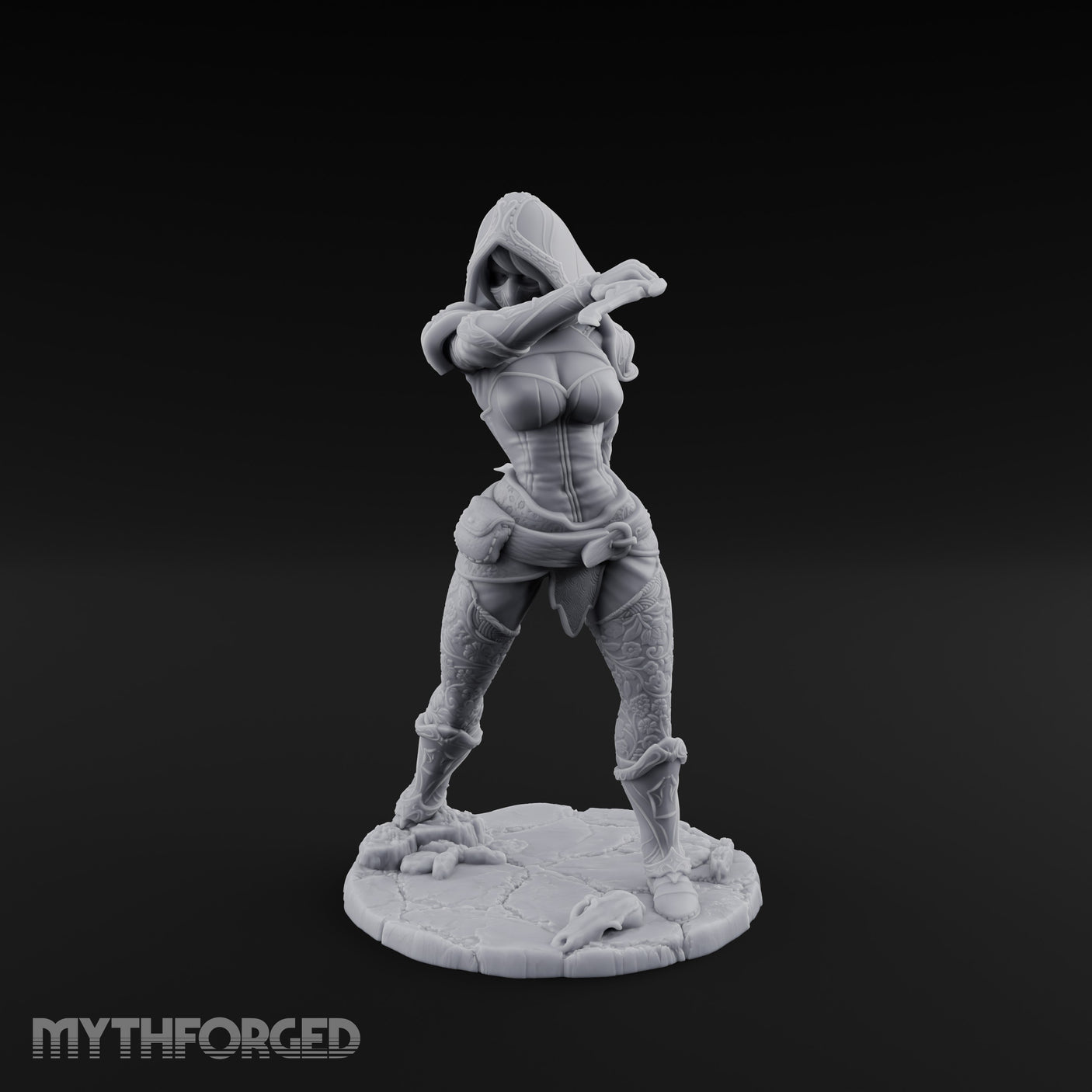 Hood Up Claws Striking Human Assassin Miniature for Dungeons and Dragons, Pathfinder or other TTRPGs