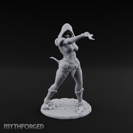 Hood Up Claws Striking Human Assassin Miniature for Dungeons and Dragons, Pathfinder or other TTRPGs