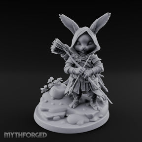 Hooded Bow Clutching Rabbitfolk Ranger Miniature for Dungeons and Dragons, Pathfinder or other TTRPGs