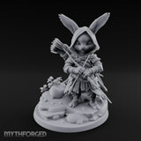 Hooded Bow Clutching Rabbitfolk Ranger Miniature for Dungeons and Dragons, Pathfinder or other TTRPGs