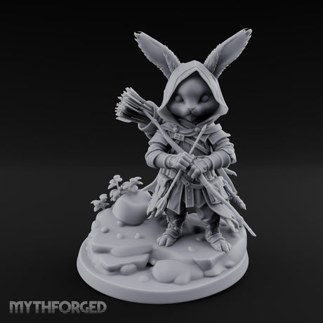Hooded Bow Clutching Rabbitfolk Ranger — 75mm