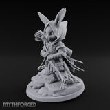 Hooded Bow Clutching Rabbitfolk Ranger Miniature for Dungeons and Dragons, Pathfinder or other TTRPGs