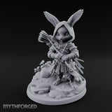 Hooded Bow Clutching Rabbitfolk Ranger Miniature for Dungeons and Dragons, Pathfinder or other TTRPGs