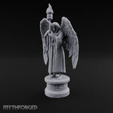 Hooded Torch-Bearing Winged Angel Statue Miniature for Dungeons and Dragons, Pathfinder or other TTRPGs