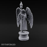 Hooded Torch-Bearing Winged Angel Statue Miniature for Dungeons and Dragons, Pathfinder or other TTRPGs