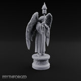 Hooded Torch-Bearing Winged Angel Statue Miniature for Dungeons and Dragons, Pathfinder or other TTRPGs