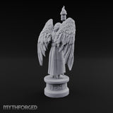 Hooded Torch-Bearing Winged Angel Statue Miniature for Dungeons and Dragons, Pathfinder or other TTRPGs