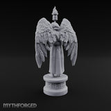 Hooded Torch-Bearing Winged Angel Statue Miniature for Dungeons and Dragons, Pathfinder or other TTRPGs