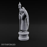 Hooded Torch-Bearing Winged Angel Statue Miniature for Dungeons and Dragons, Pathfinder or other TTRPGs