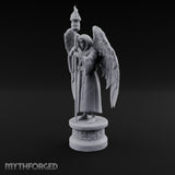 Hooded Torch-Bearing Winged Angel Statue Miniature for Dungeons and Dragons, Pathfinder or other TTRPGs