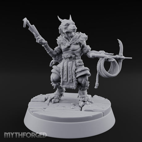 Hook And Rope Wielding Lizardfolk Climber Miniature for Dungeons and Dragons, Pathfinder or other TTRPGs