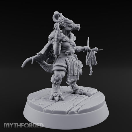 Hook And Rope Wielding Lizardfolk Climber Miniature for Dungeons and Dragons, Pathfinder or other TTRPGs
