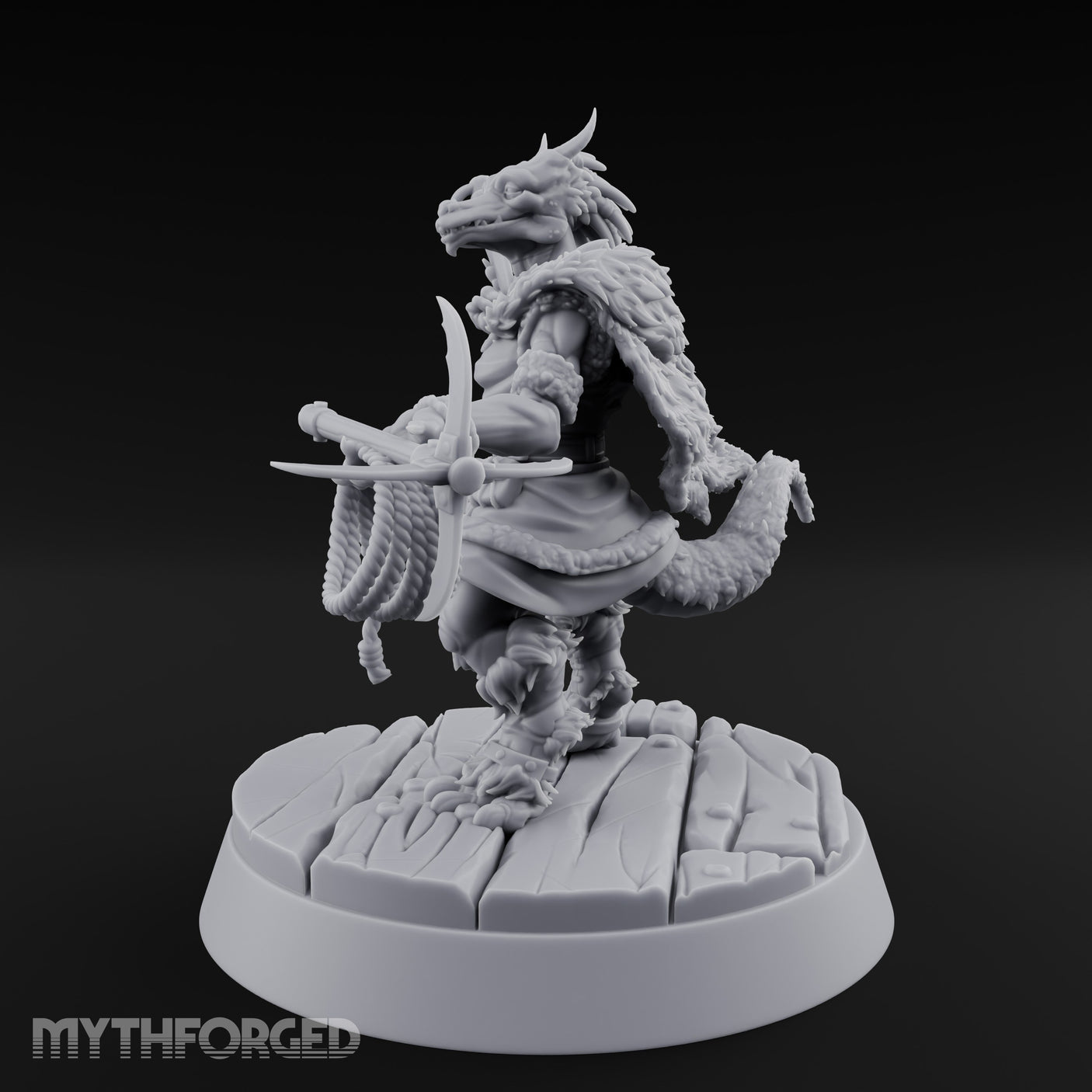 Hook And Rope Wielding Lizardfolk Climber Miniature for Dungeons and Dragons, Pathfinder or other TTRPGs