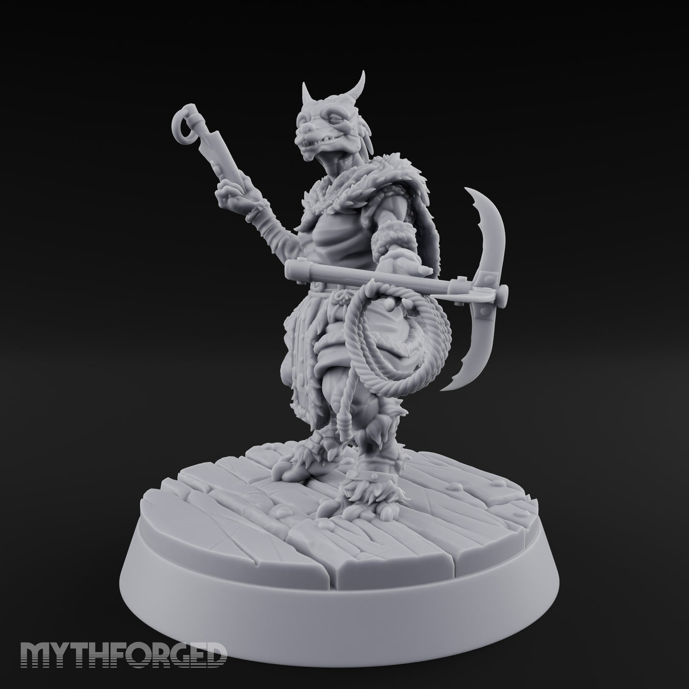 Hook And Rope Wielding Lizardfolk Climber Miniature for Dungeons and Dragons, Pathfinder or other TTRPGs