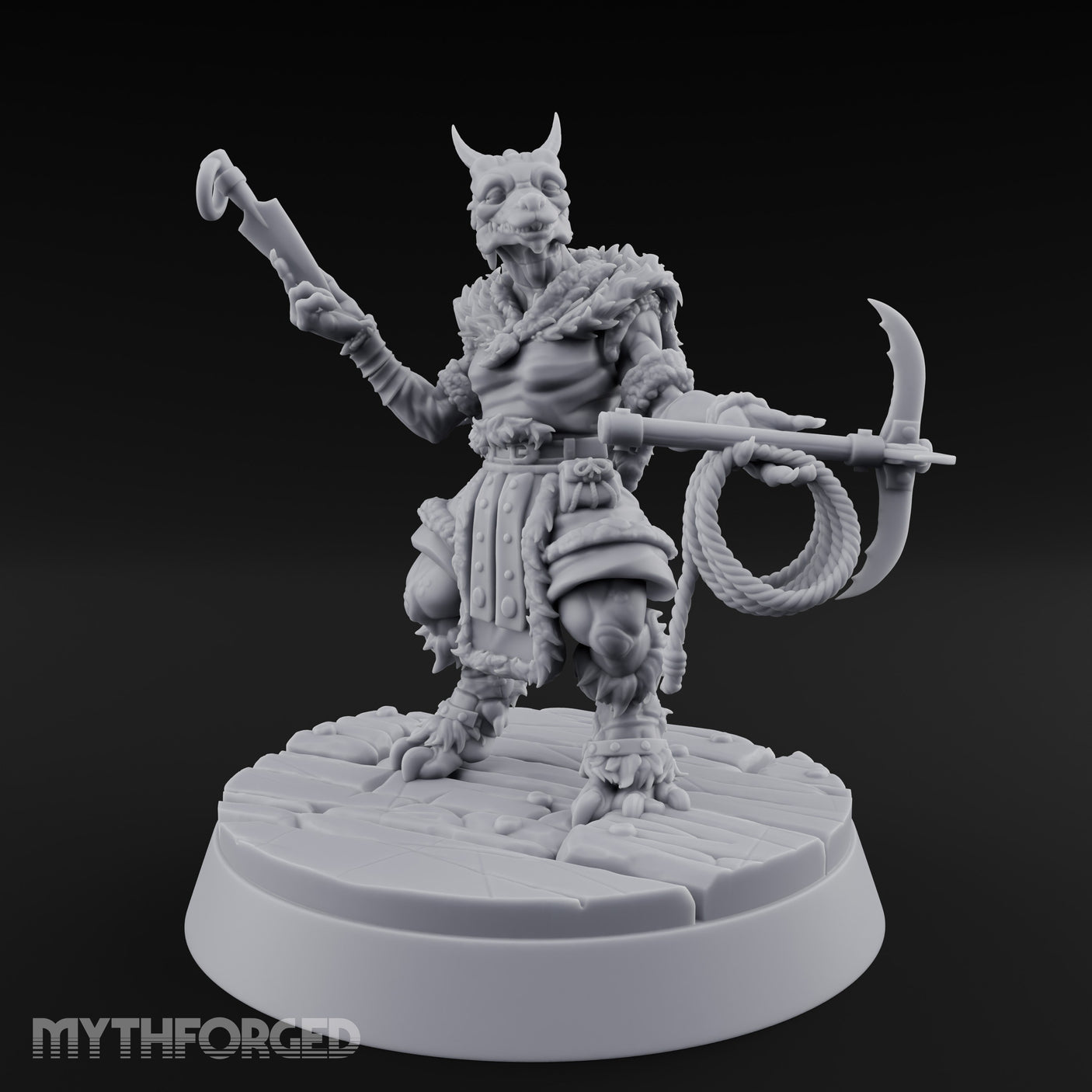 Hook And Rope Wielding Lizardfolk Climber Miniature for Dungeons and Dragons, Pathfinder or other TTRPGs