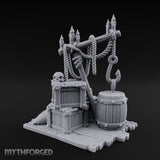 Hook-Hung Candle-Clustered Pirate Dock Clutter Scene Miniature for Dungeons and Dragons, Pathfinder or other TTRPGs