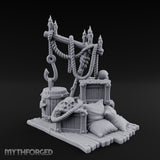 Hook-Hung Candle-Clustered Pirate Dock Clutter Scene Miniature for Dungeons and Dragons, Pathfinder or other TTRPGs