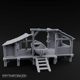Hook-Hung Rowboat-Cradling Waterfront Boathouse Workshop Miniature for Dungeons and Dragons, Pathfinder or other TTRPGs