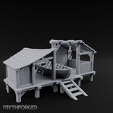 Hook-Hung Rowboat-Cradling Waterfront Boathouse Workshop Miniature for Dungeons and Dragons, Pathfinder or other TTRPGs