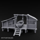 Hook-Hung Rowboat-Cradling Waterfront Boathouse Workshop Miniature for Dungeons and Dragons, Pathfinder or other TTRPGs