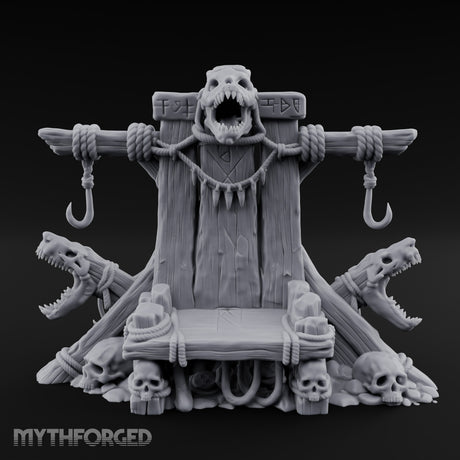 Hook-Hung Rune-Etched Idol Throne Altar Miniature for Dungeons and Dragons, Pathfinder or other TTRPGs