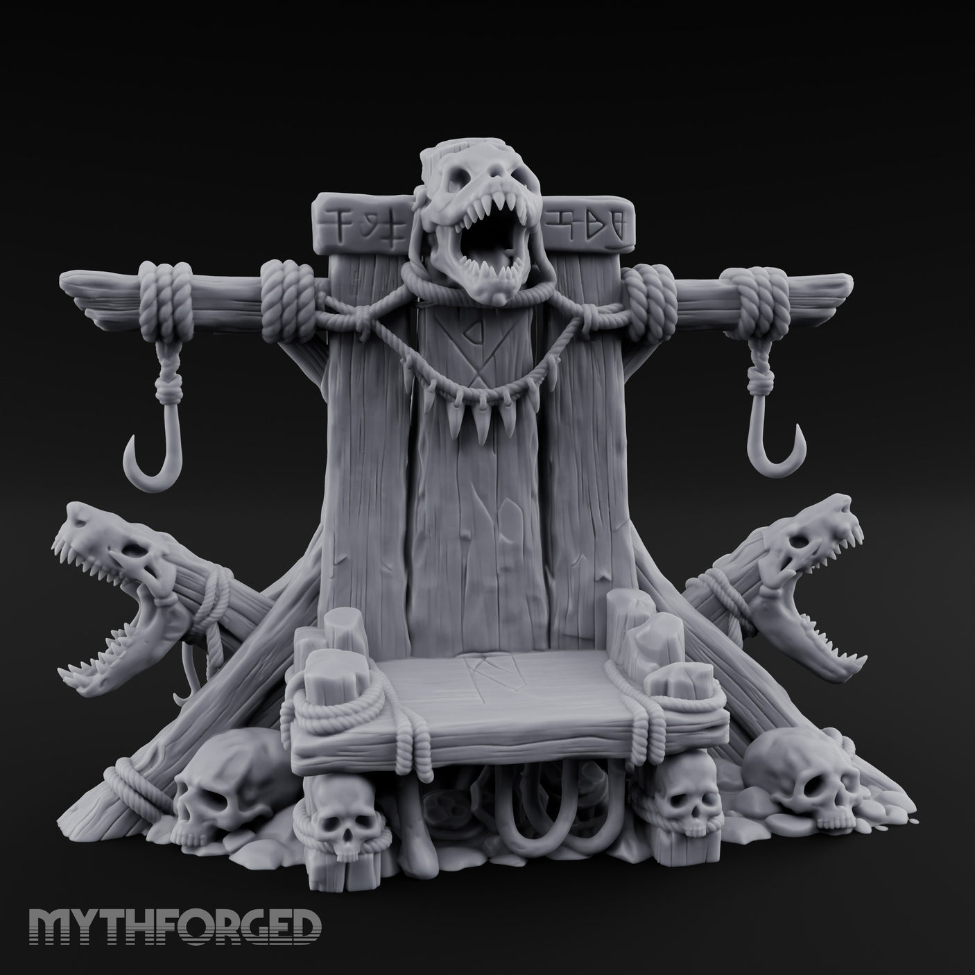 Hook-Hung Rune-Etched Idol Throne Altar Miniature for Dungeons and Dragons, Pathfinder or other TTRPGs