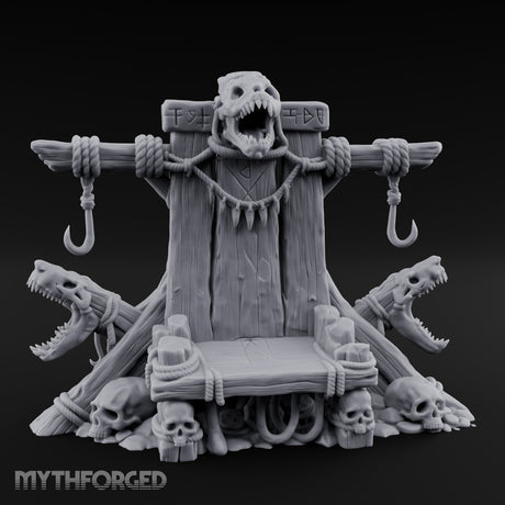 Hook-Hung Rune-Etched Idol Throne Altar Miniature for Dungeons and Dragons, Pathfinder or other TTRPGs